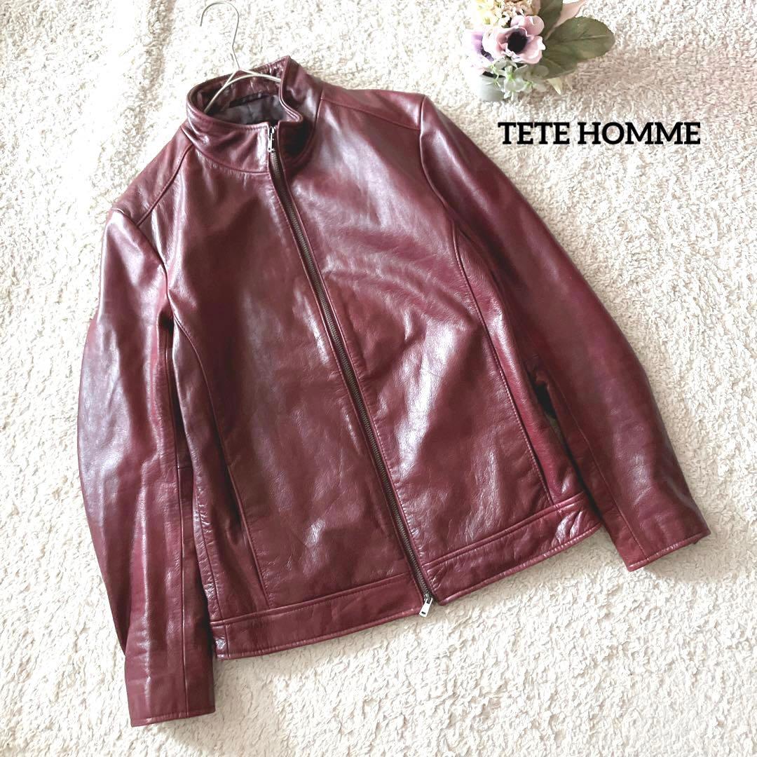 TETE HOMME　テットオム レザー シングルライダースジャケット【5】牛革