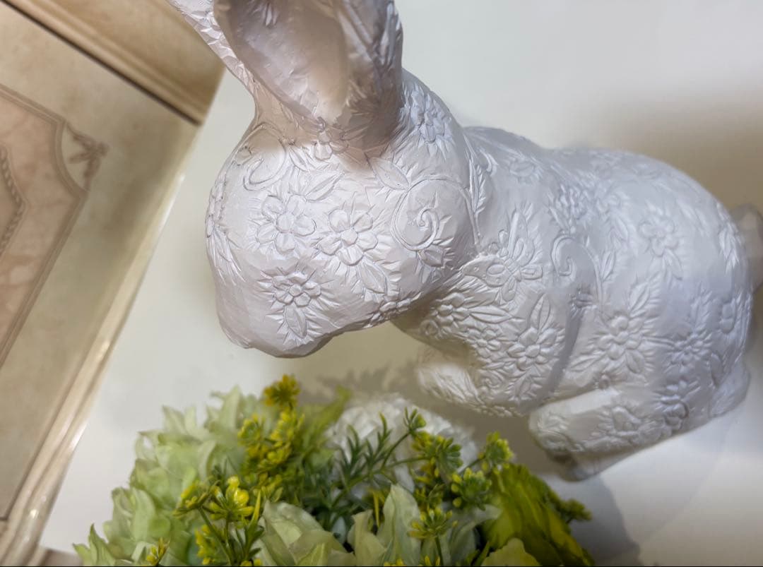 ⭐️土日限定フランフラン⭐️Ｌサイズ４０センチ花模様うさぎ置物　francfranc