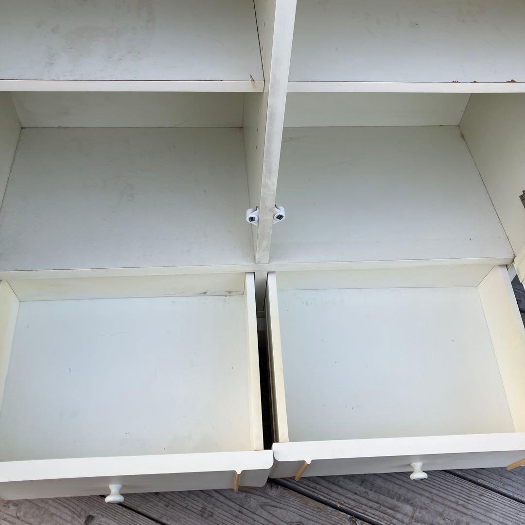 昭和レトロ ガラス扉 窓枠風 木製サイドボード 飾り棚 カップボード 古家具