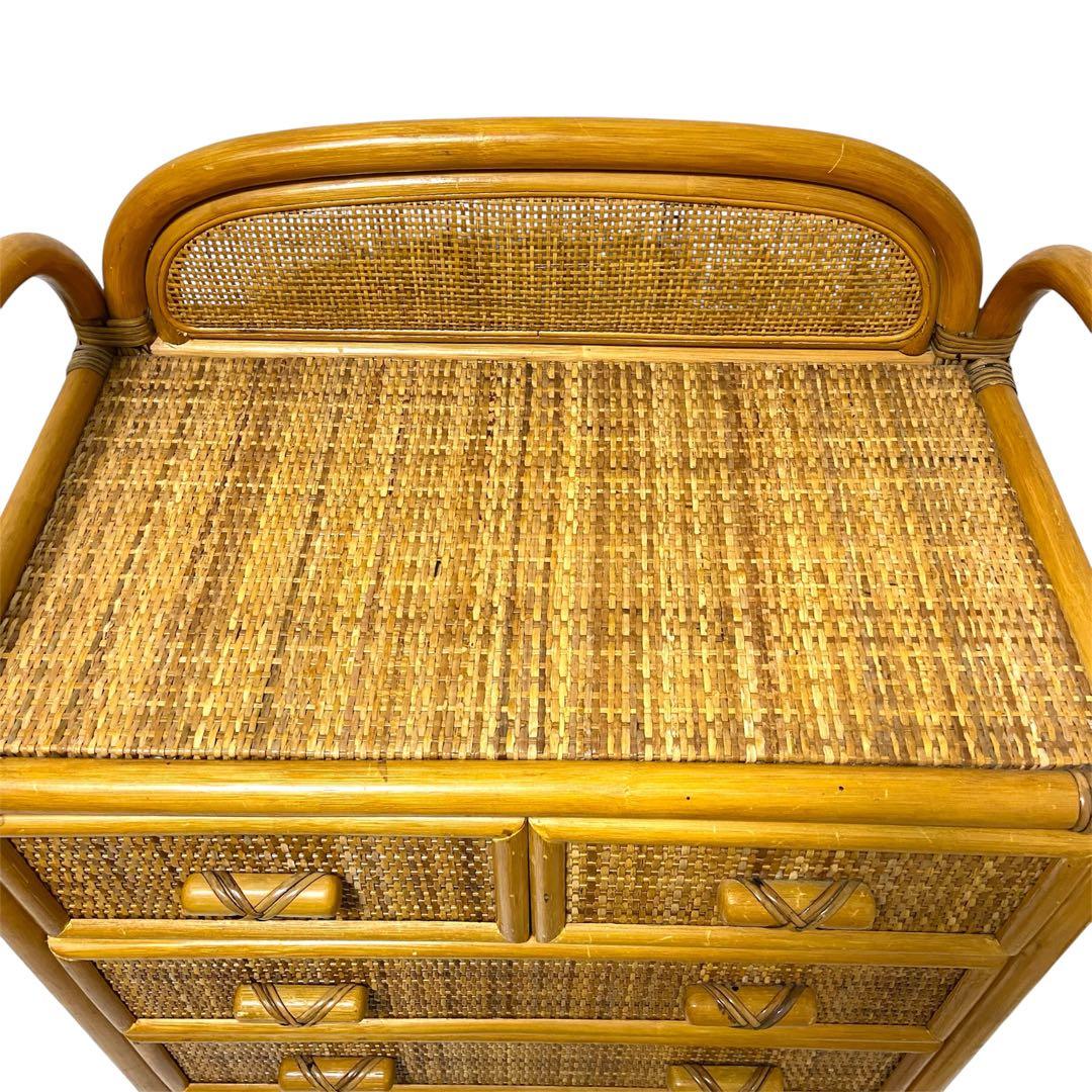 【週末セール】 籐 ラタン チェスト 5段 引出し6杯 収納家具　ビンテージ