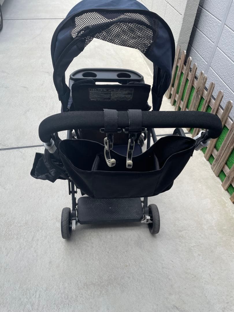 【送料込み】KATOJI カトージ 2人乗りベビーカー シット&スタンドネイビー