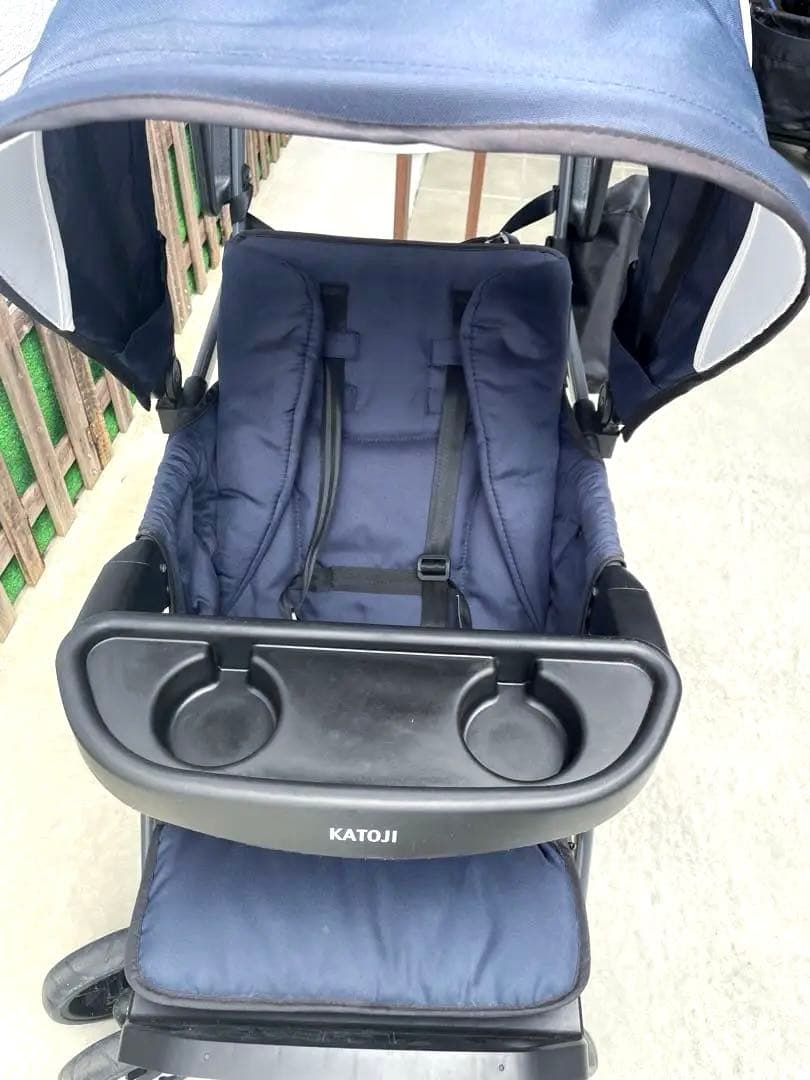 【送料込み】KATOJI カトージ 2人乗りベビーカー シット&スタンドネイビー