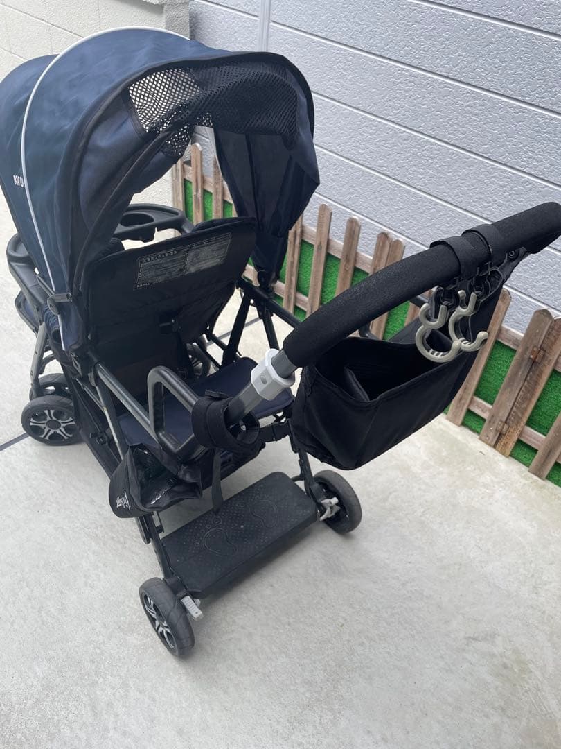 【送料込み】KATOJI カトージ 2人乗りベビーカー シット&スタンドネイビー