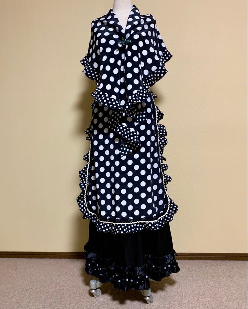 フラメンコ衣装ソニアジョーンズファルダ　黒✖️ドット　サイズM