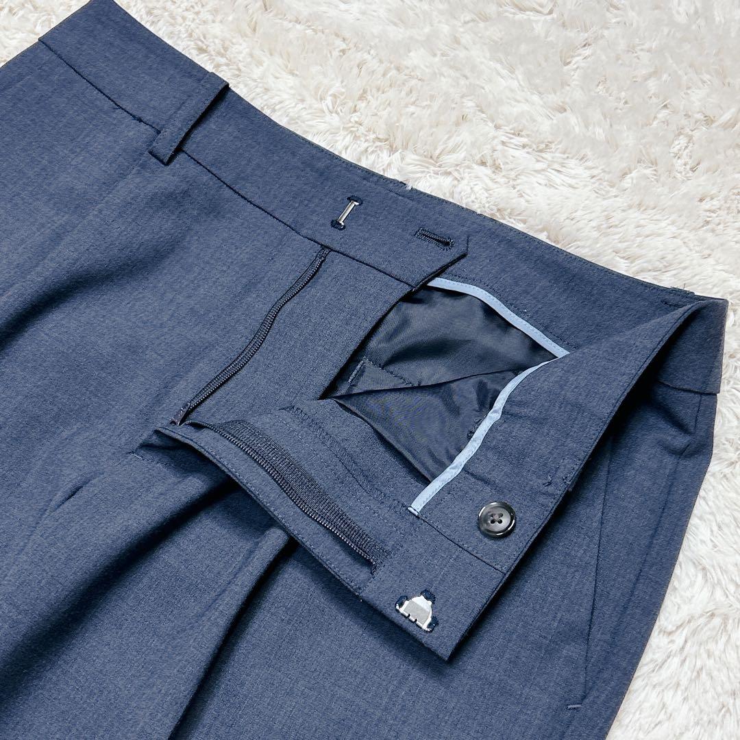 【美品】グリーンレーベルリラクシング ネイビー スーツ ノーカラー パンツ M