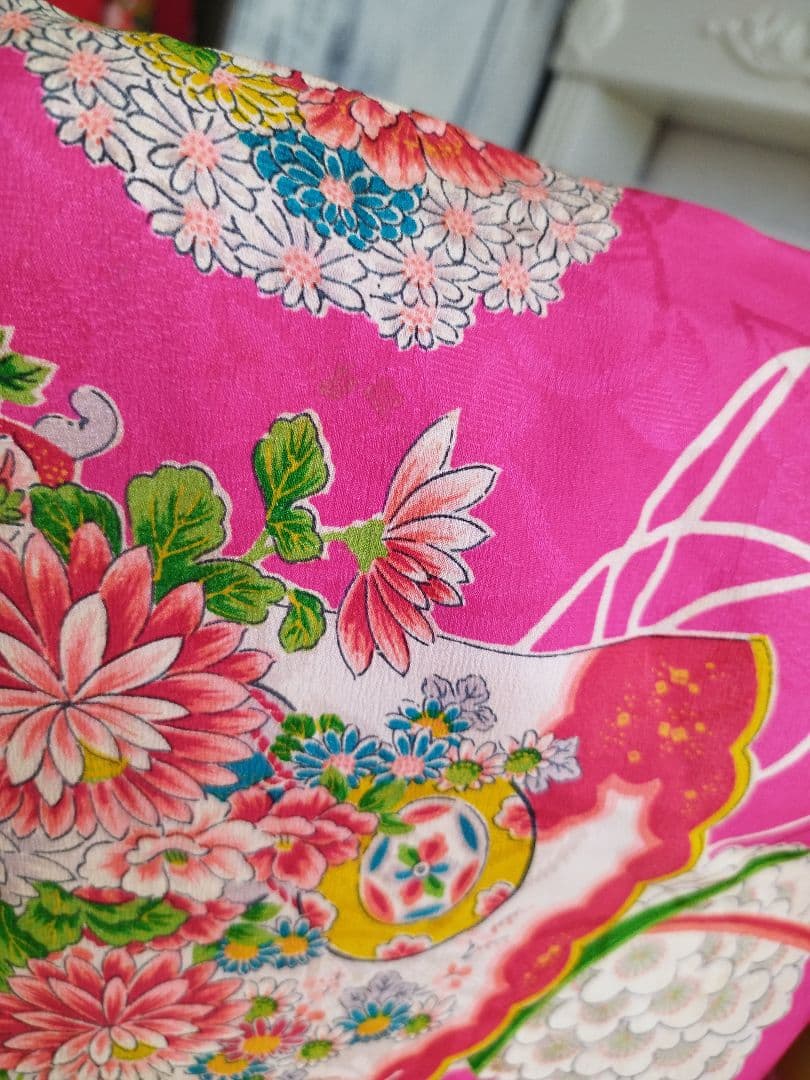 専用です　アンティーク明るいピンクの着物に黄緑のだらり帯セット