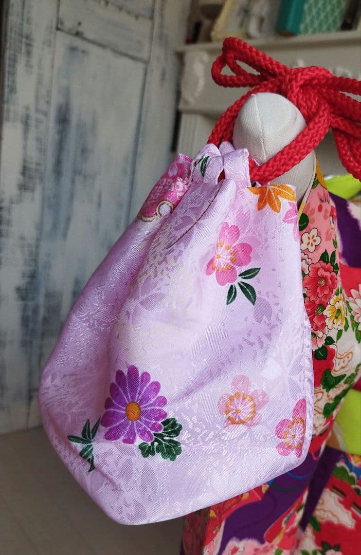 専用です　アンティーク明るいピンクの着物に黄緑のだらり帯セット