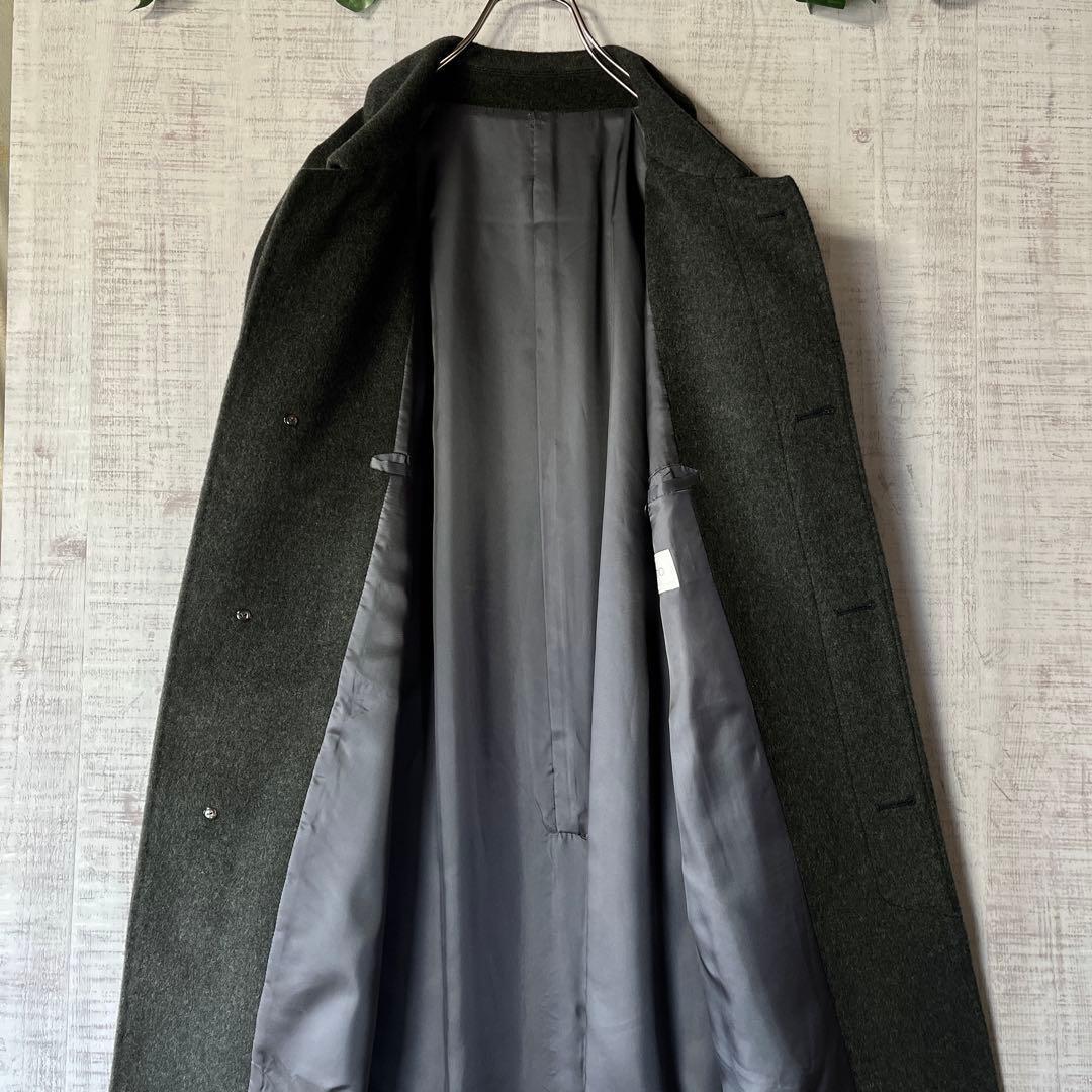 未使用品 上質 カシミヤ100% ロングコート グレー 比翼 ステンカラー M