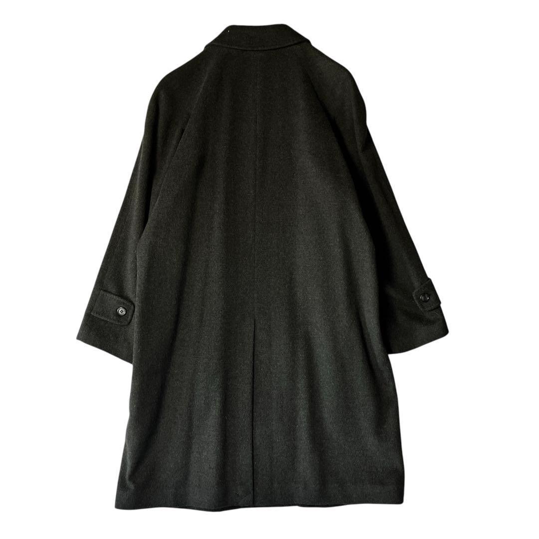 未使用品 上質 カシミヤ100% ロングコート グレー 比翼 ステンカラー M