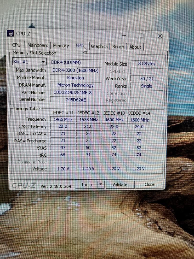 DDR4-3200 Kingston CBD32D4U2S1ME-8 2枚組