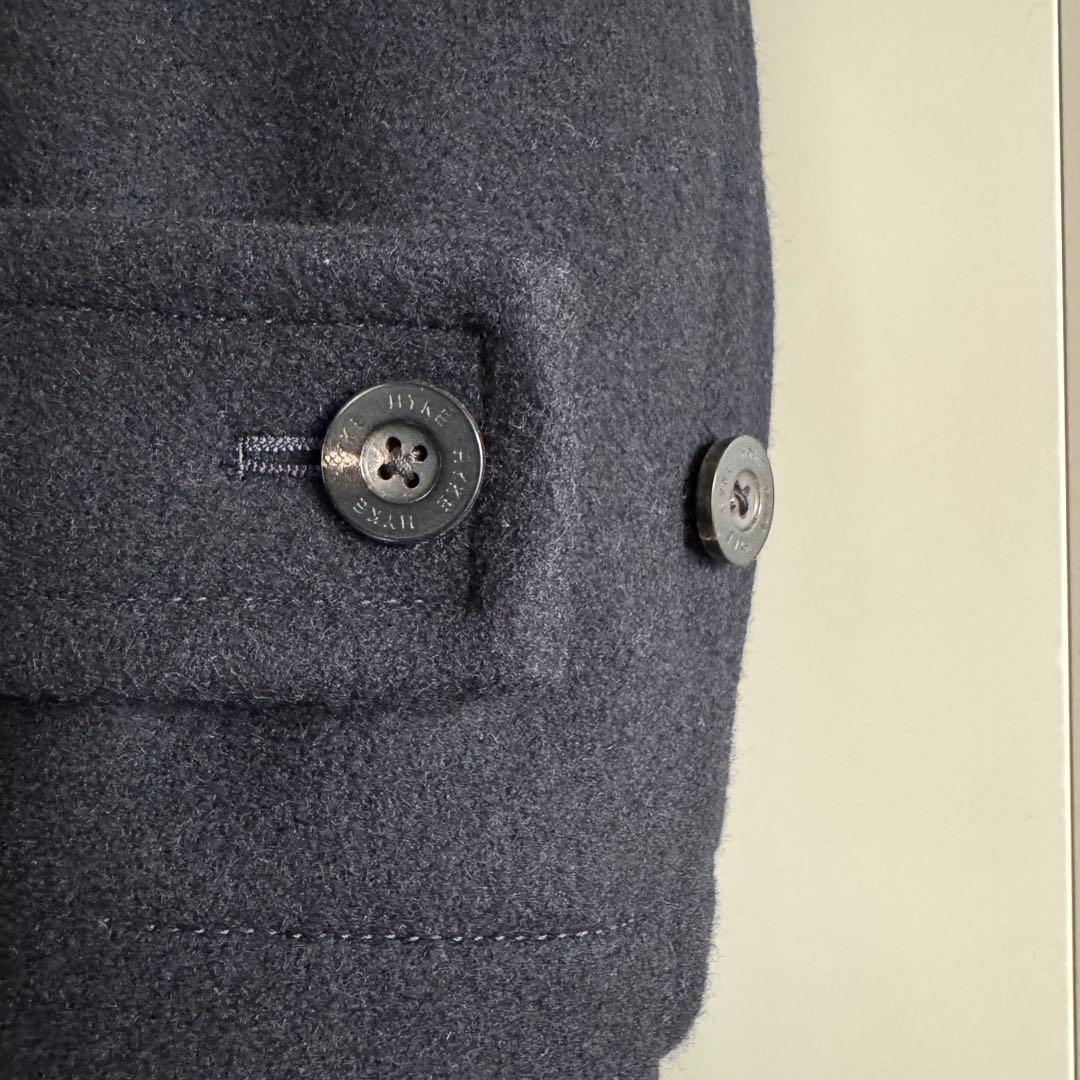 HYKE ハイク メルトンダッフルコート ブラック サイズ3