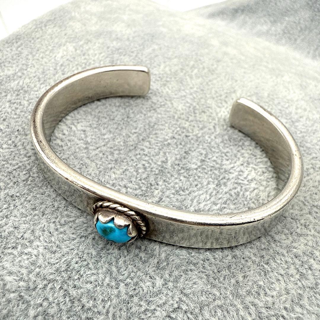 【美品】studio　T＆Y　ターコイズバングル　手掘りイーグルスタンプ　925
