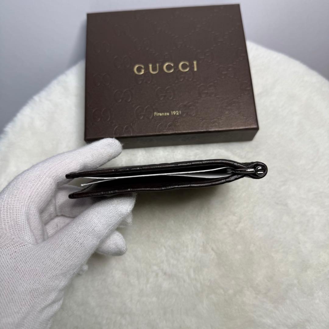 専用新品 Gucci GGシマ マネークリップ ブラウン ロゴ 箱付き