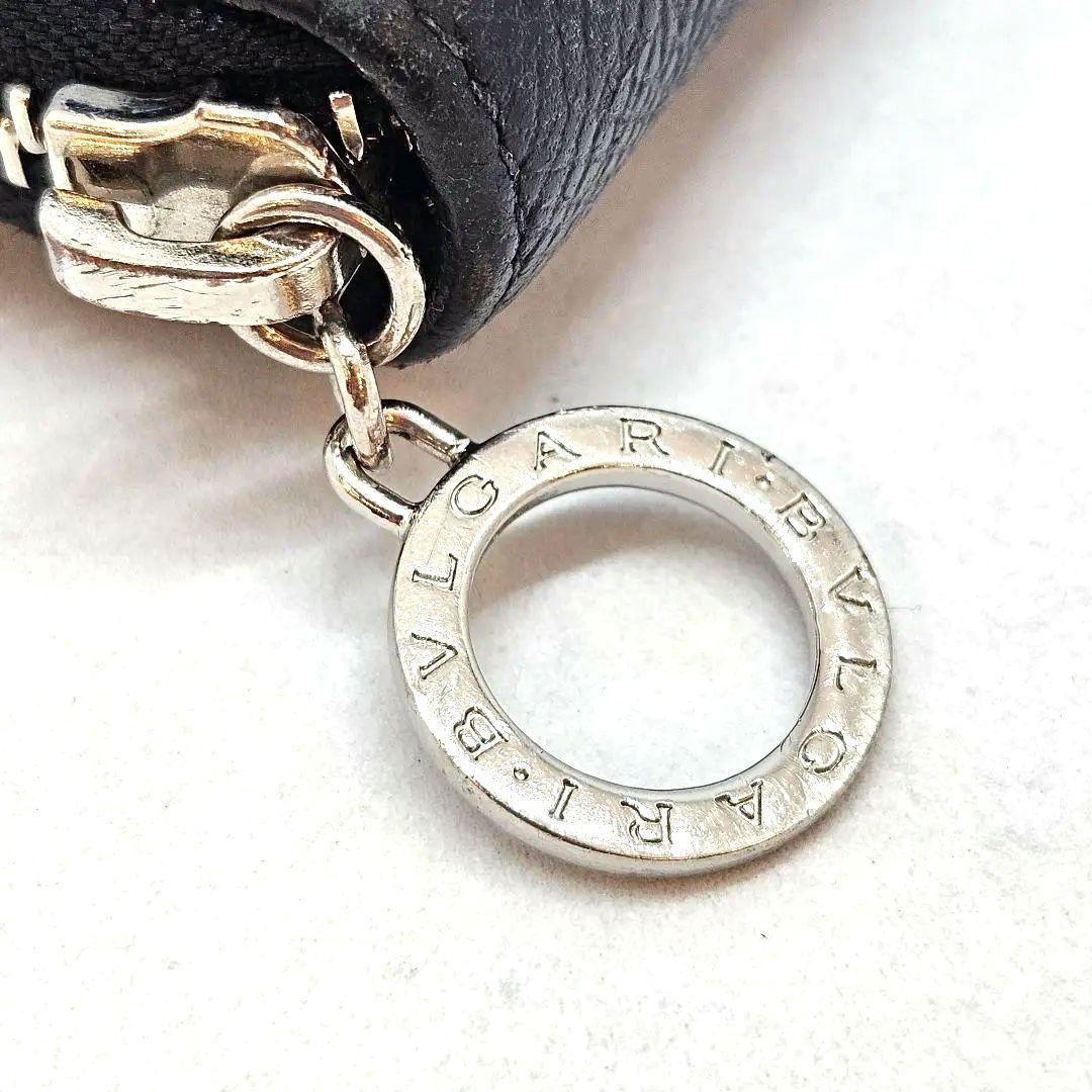 ブルガリ ラウンドファスナー オーガナイザー RFID 黒 サークルロゴ