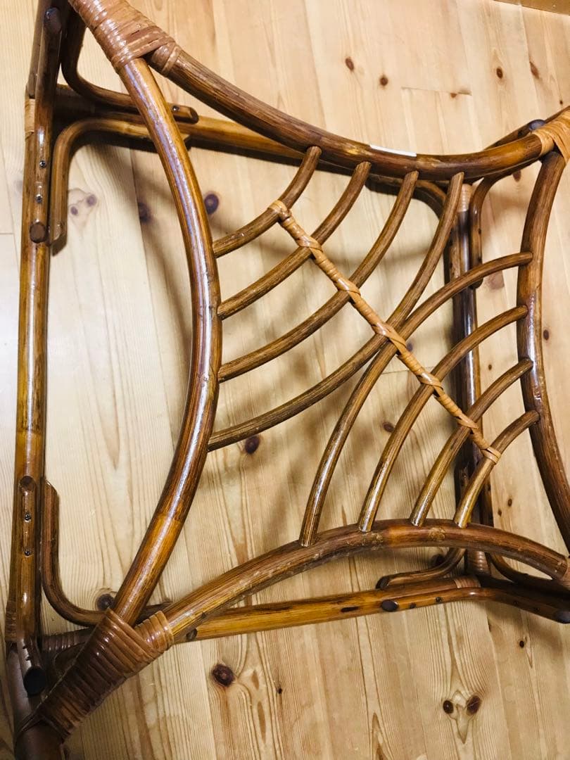 【ラタン】ガラステーブル