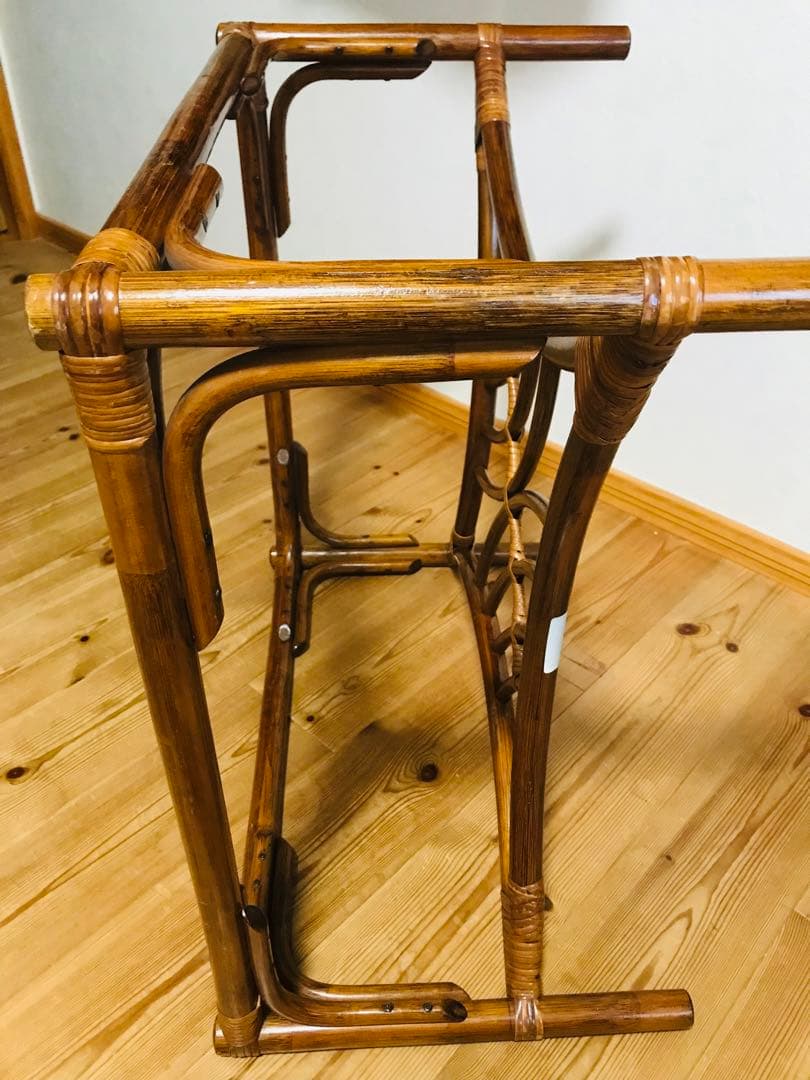 【ラタン】ガラステーブル