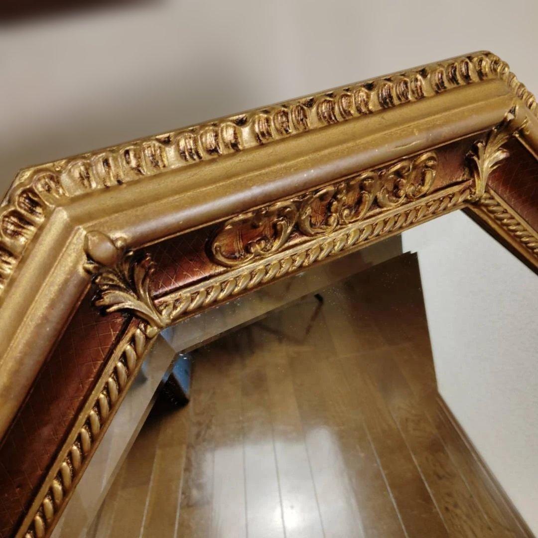 ロココ調 エレガント アンテーク ウォールミラー イタリア製 八角 ヴィンテージ