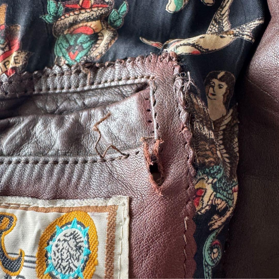 CHIPIE CUIR A-2typeレザージャケット　総柄裏地　ダークブラウン