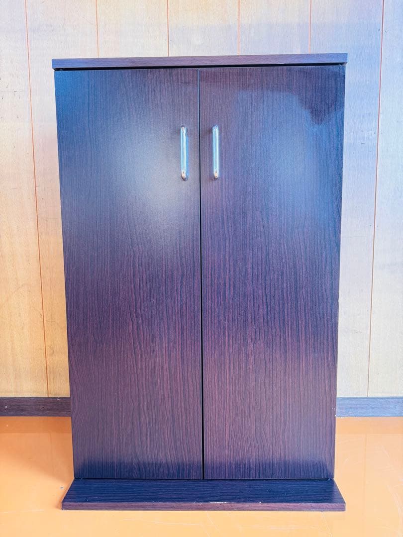 CD・DVD収納ラック 扉付き ダークブラウン 難あり