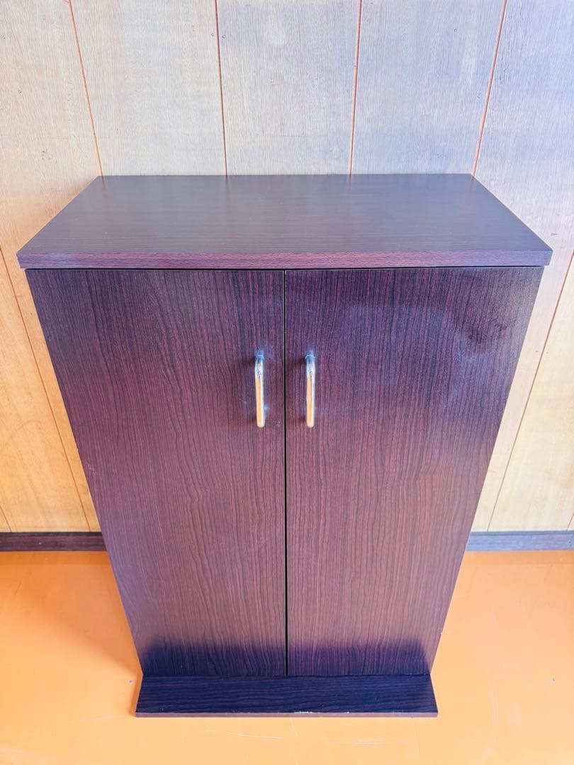 CD・DVD収納ラック 扉付き ダークブラウン 難あり