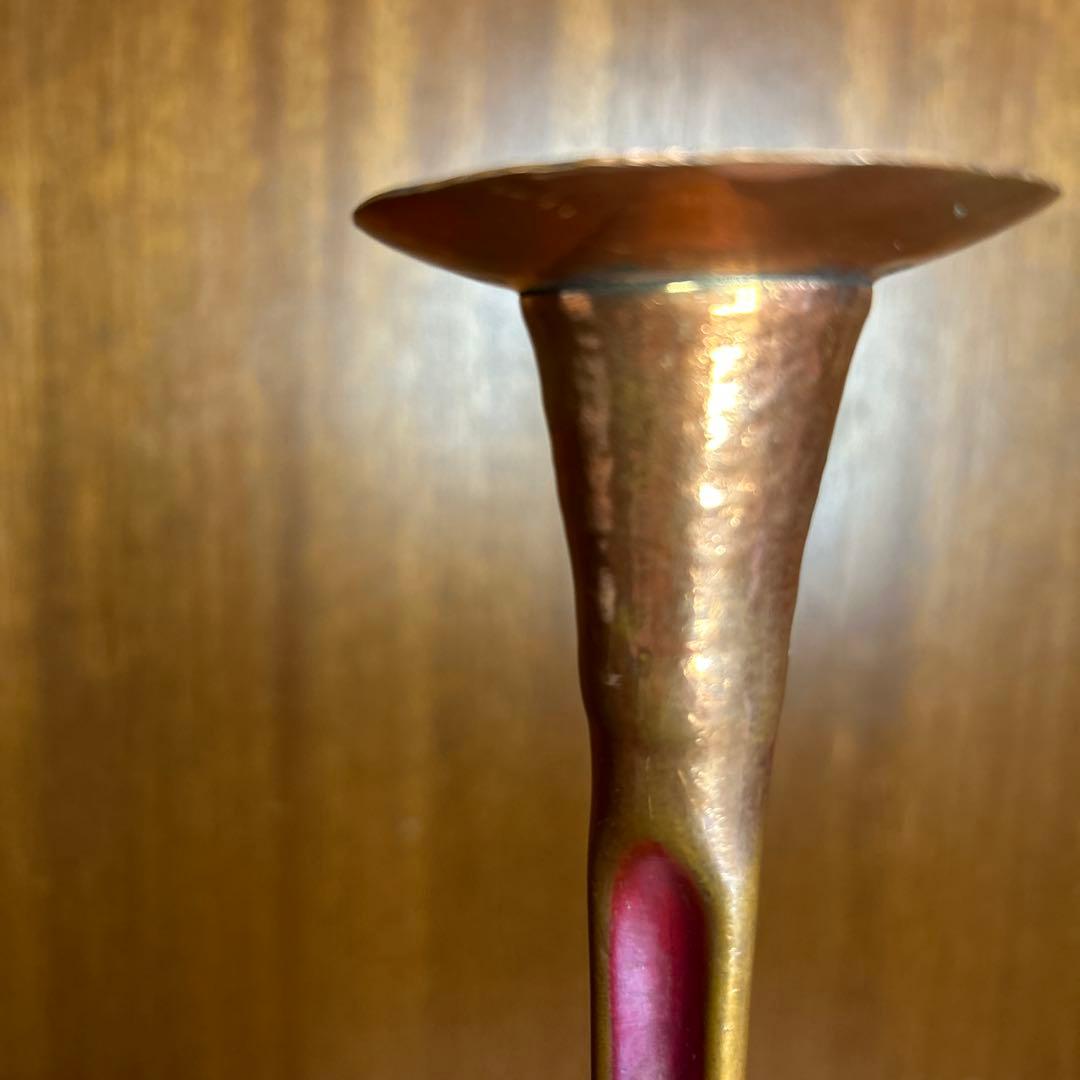 極稀少ZONAビンテージヘッセルスタジオキャンドルスタンド銅製手打槌目緑青仕上げ