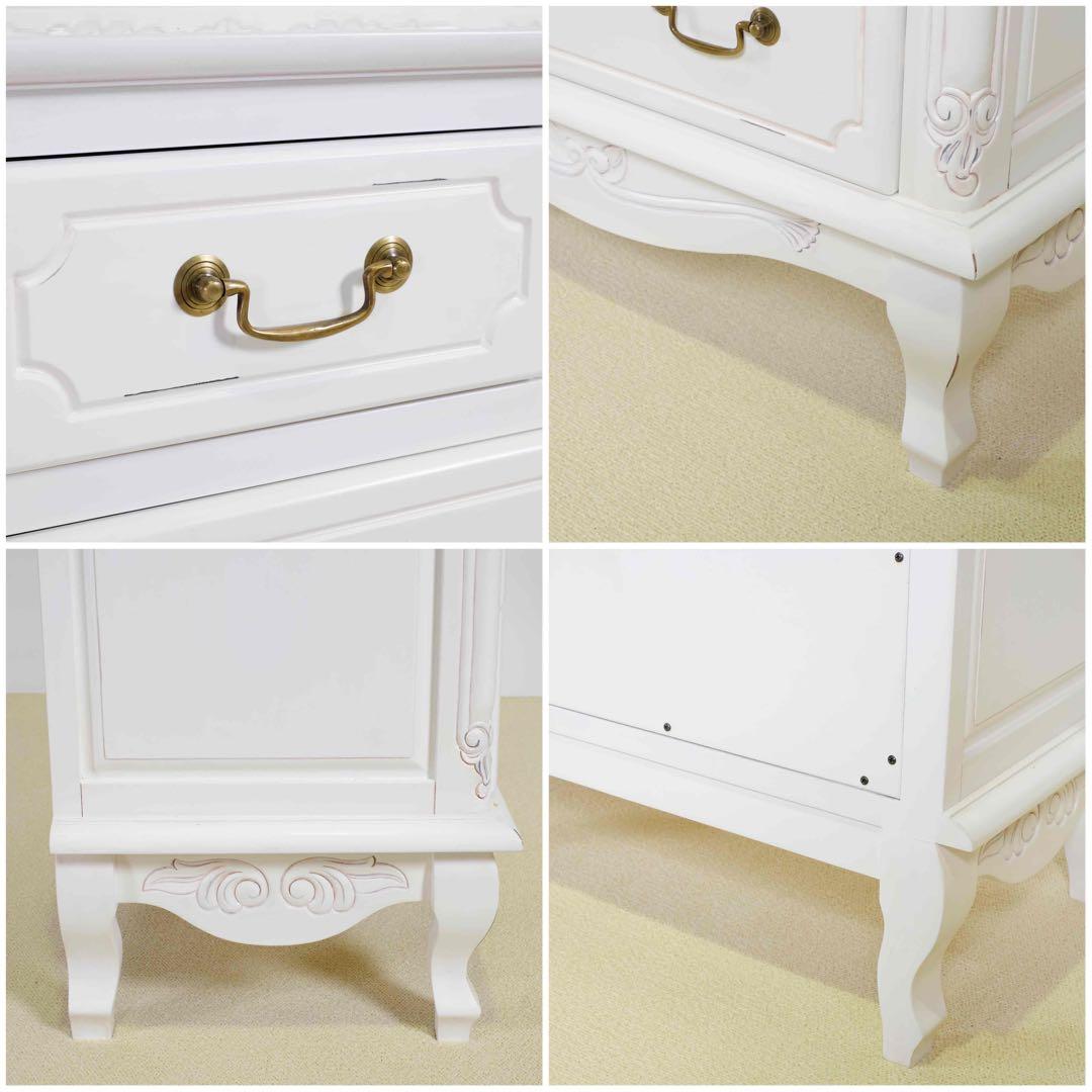 A 新品 アンティーク調 チェスト 75 白 たんす 衣類 リビング収納 ボード