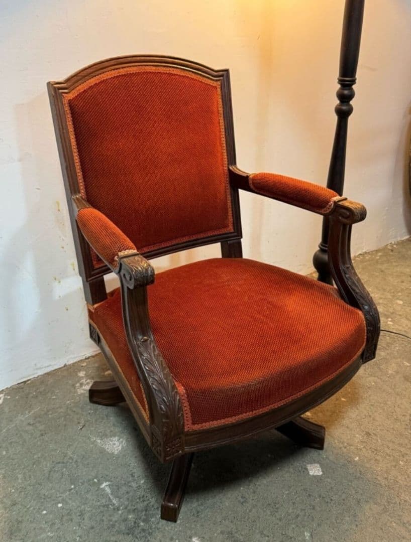 大正ロマン 洋館で使用されていた色鮮やかな座面が素敵なアンティークチェア 戦前