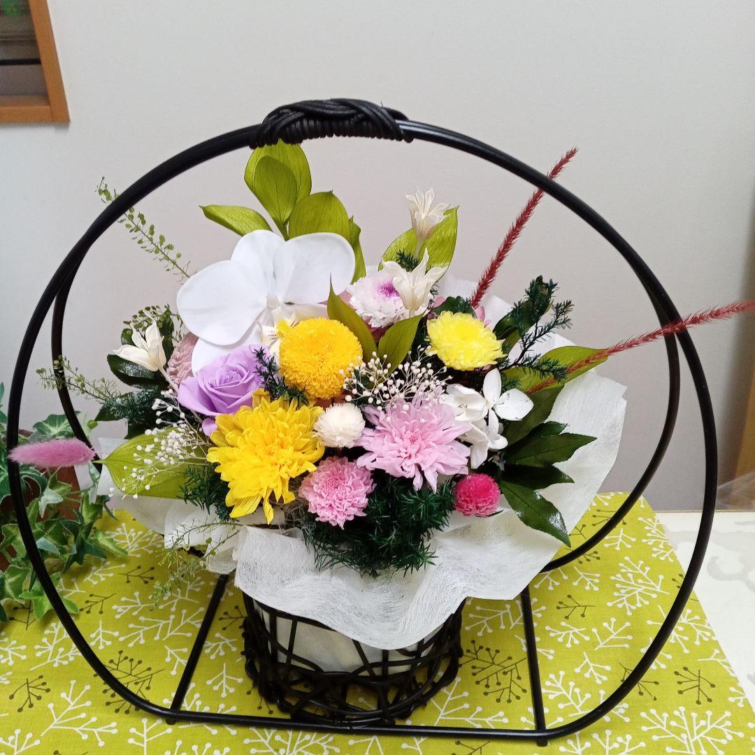 プリザーブドフラワー　かご花　仏花　お供え花