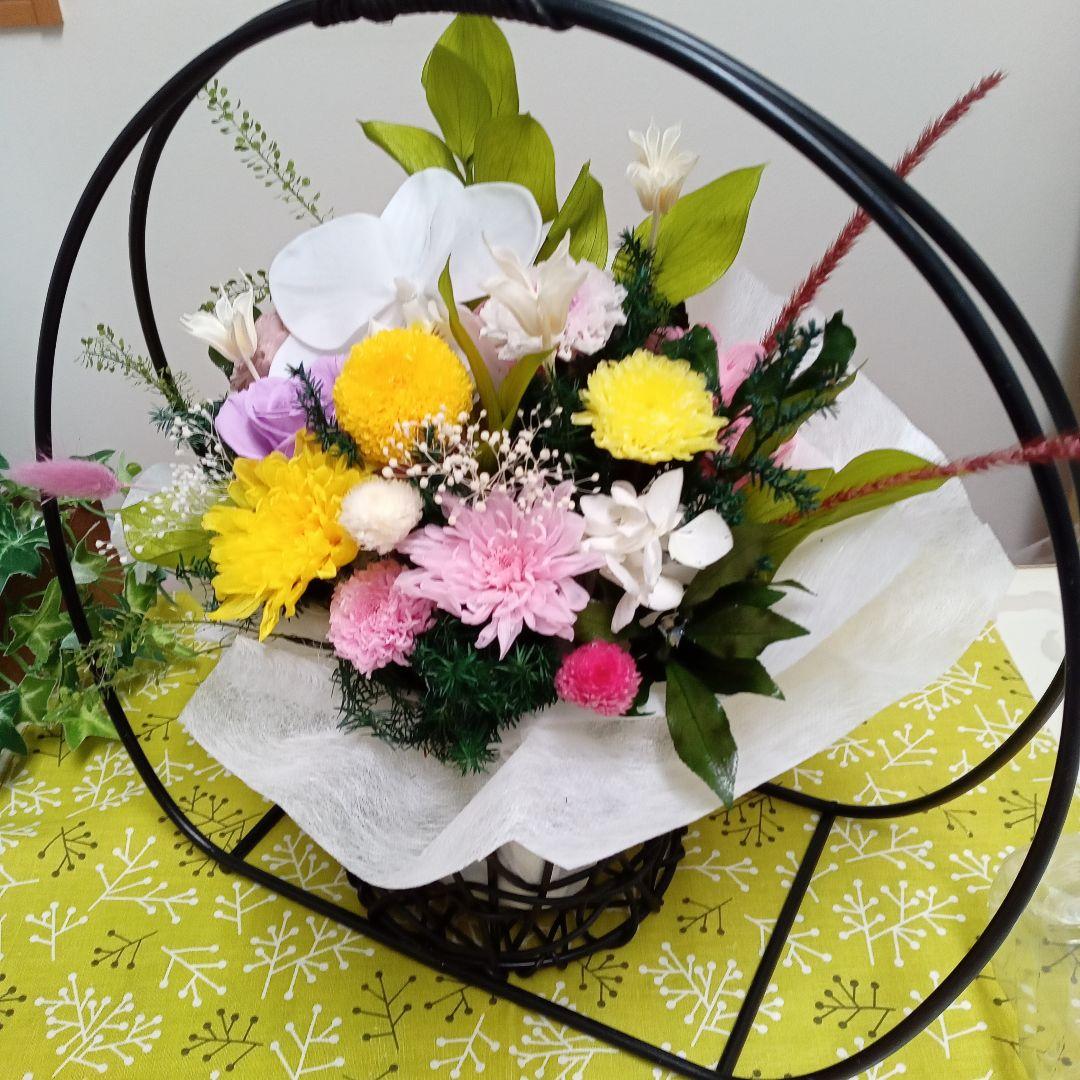 プリザーブドフラワー　かご花　仏花　お供え花