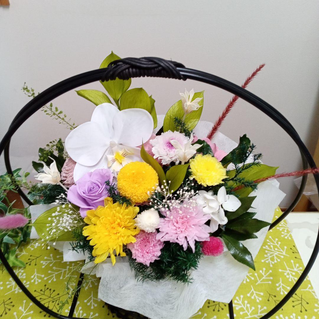 プリザーブドフラワー　かご花　仏花　お供え花