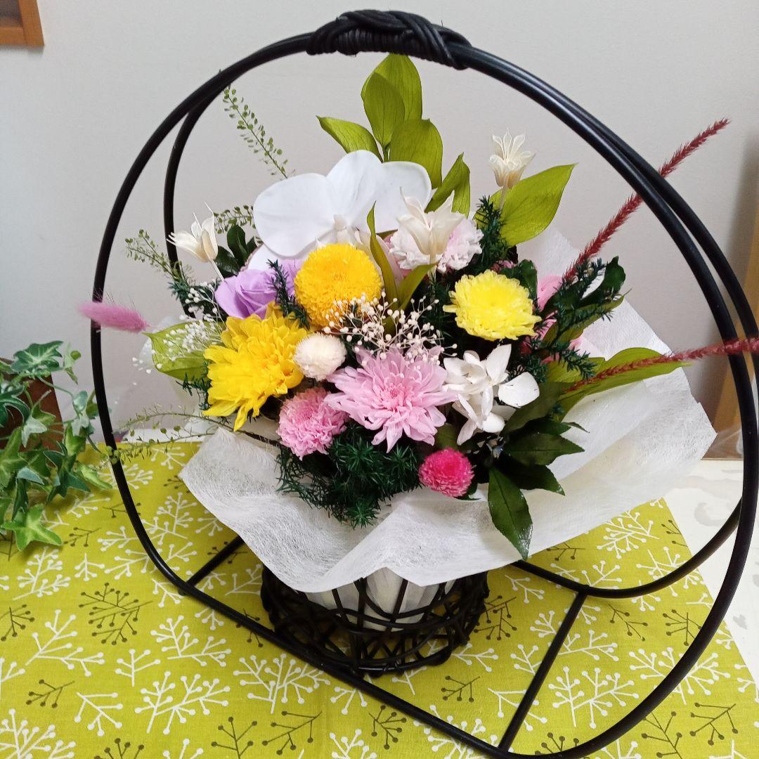 プリザーブドフラワー　かご花　仏花　お供え花
