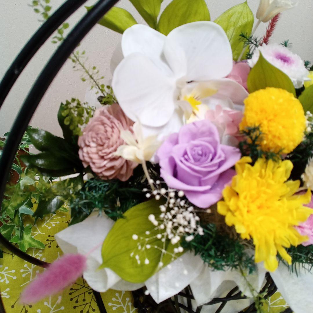 プリザーブドフラワー　かご花　仏花　お供え花