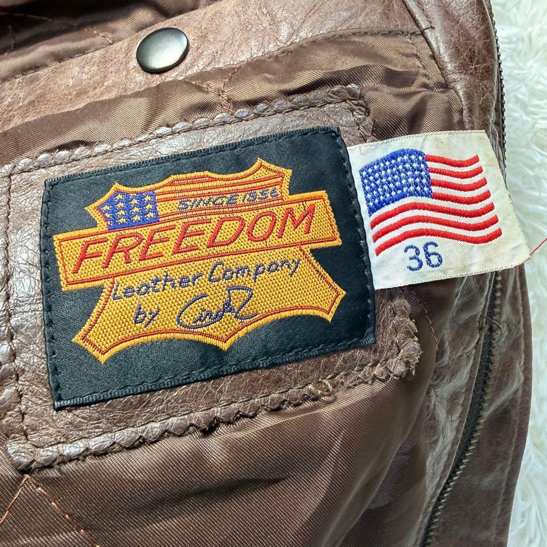 【90s】FREEDOM A-2フライトジャケット 牛革 ワッペン トップガン