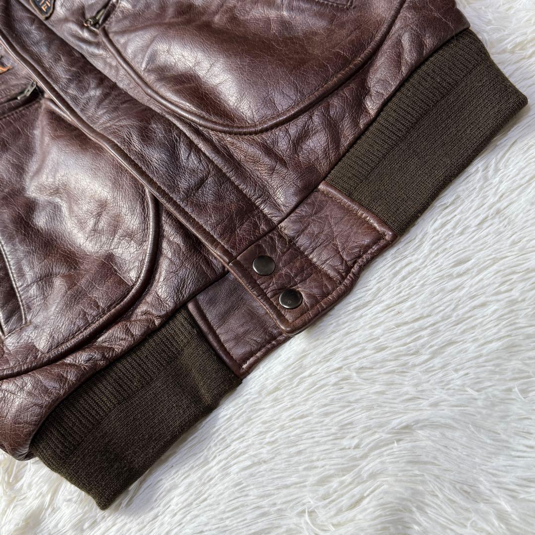 【90s】FREEDOM A-2フライトジャケット 牛革 ワッペン トップガン