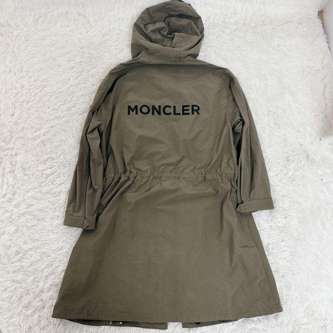 【美品】MONCLER ナイロン　ロング　ミリタリーコート　バッグロゴ　フード