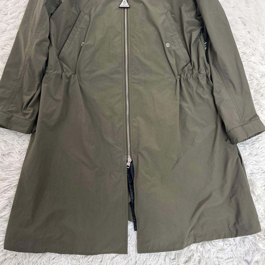 【美品】MONCLER ナイロン　ロング　ミリタリーコート　バッグロゴ　フード