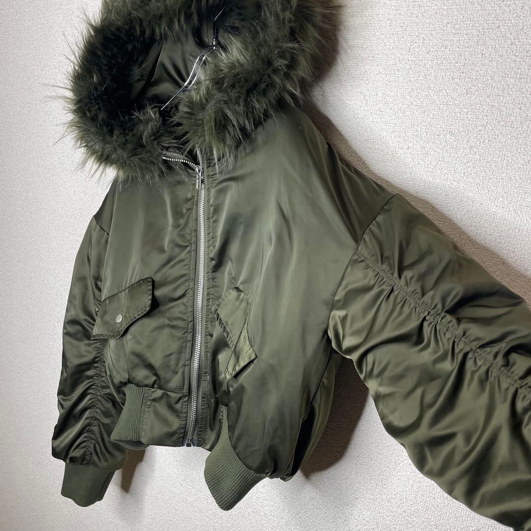 N2B 短丈 ダウン モス カーキ ファー 00s 平成 フライトジャケット