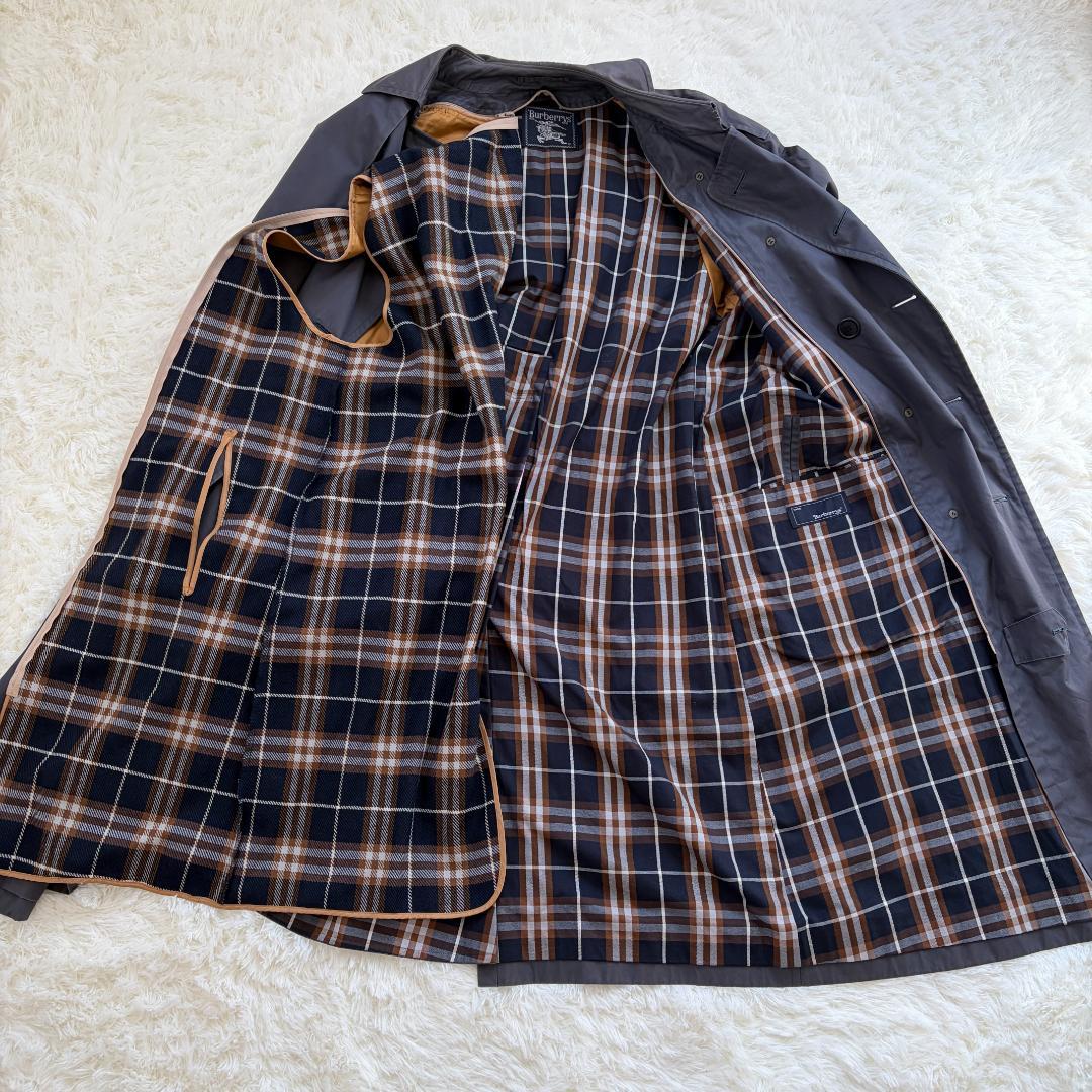 【XL相当】BURBERRY　トレンチコート　ライナー付き　チェック　グレー
