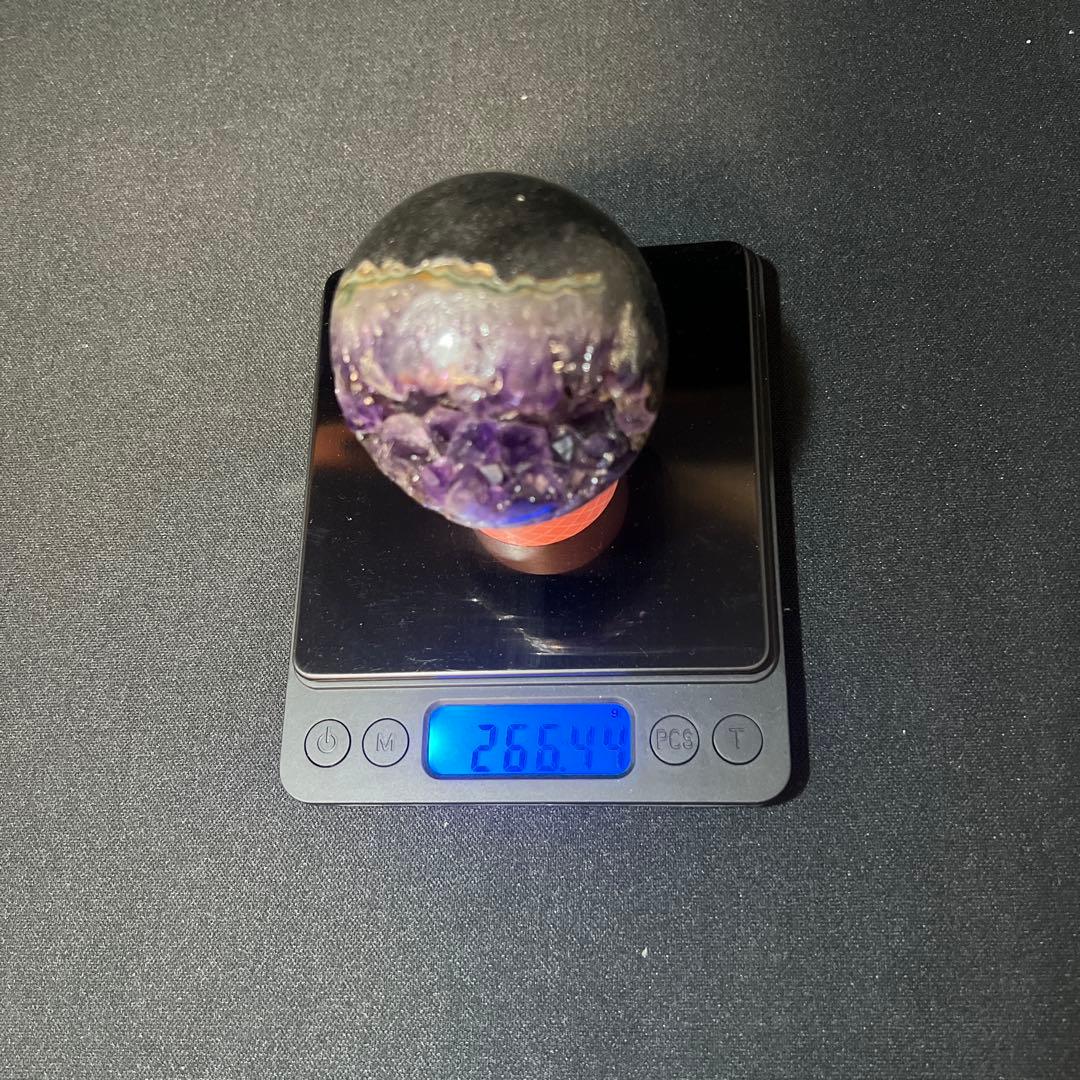 【縁起物】天然石 スマイルストーン アメジスト 笑い石 ジオード