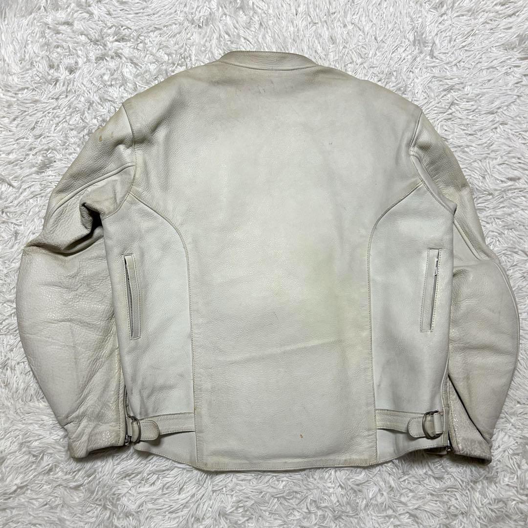 【希少】クシタニ レザージャケット アイボリー パッド シングルライダース