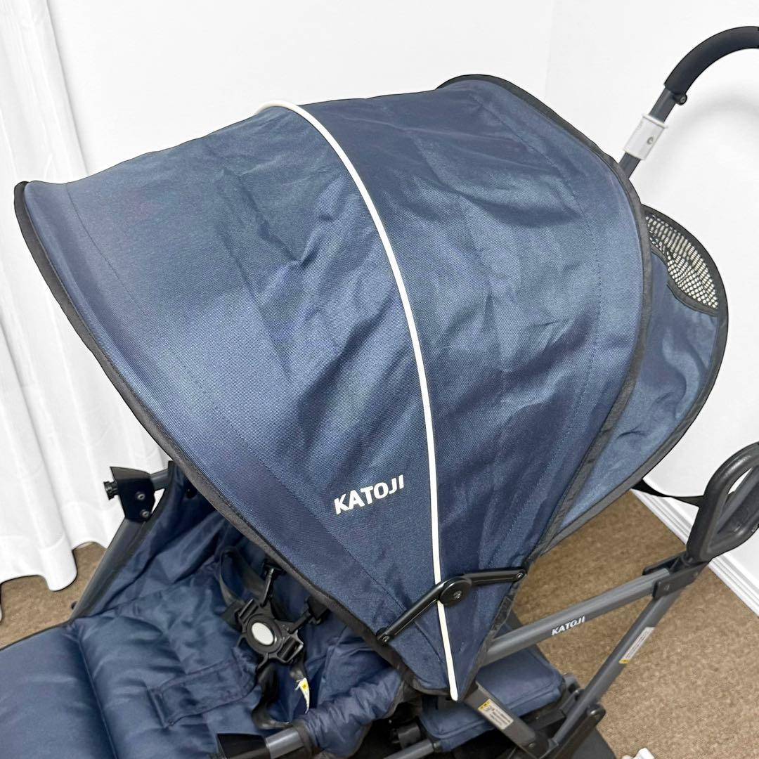 【美品】ベビーカー 2人乗り KATOJI 2人でゴー カトージ ネイビー
