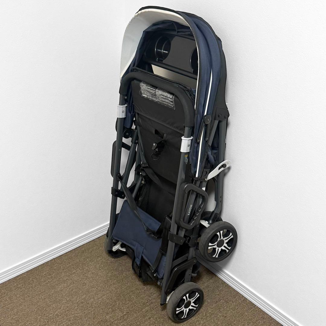【美品】ベビーカー 2人乗り KATOJI 2人でゴー カトージ ネイビー