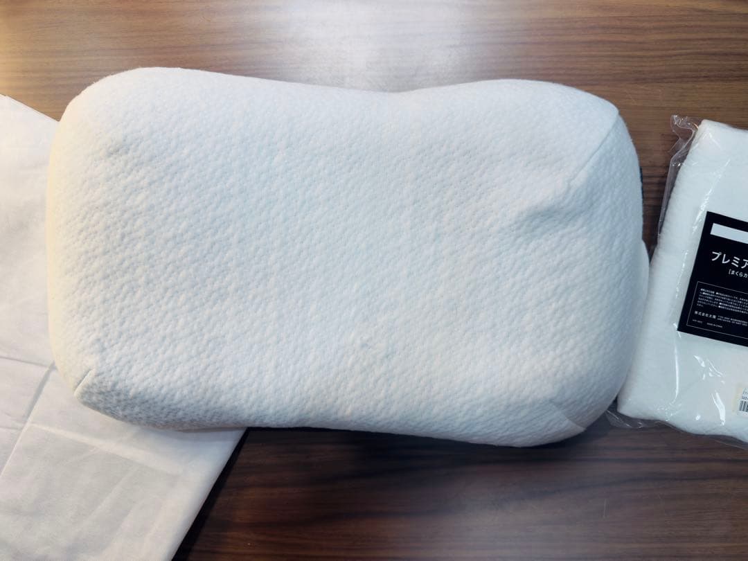 【美品★即日発送】ヒツジのいらない枕　プレミアム　枕カバー2種付　3点セット