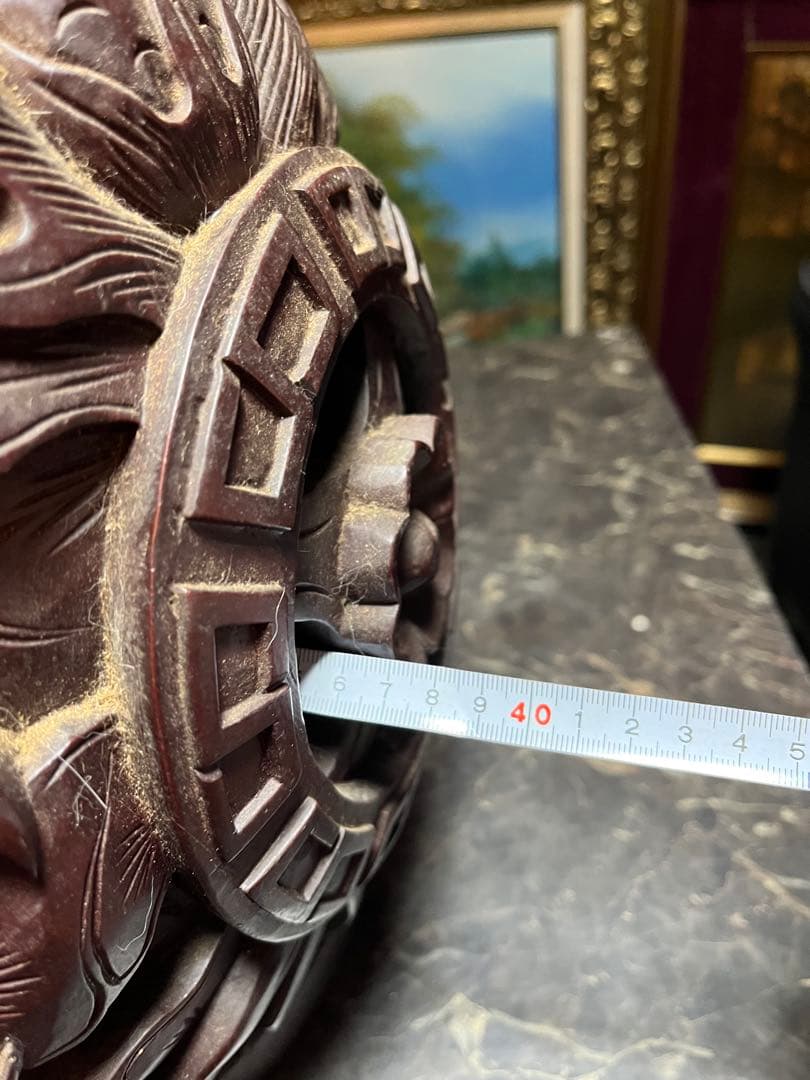 中国木彫椅子 龍 、鳳凰 、彫刻 、縁起物 、スツール マホガニー中国樽