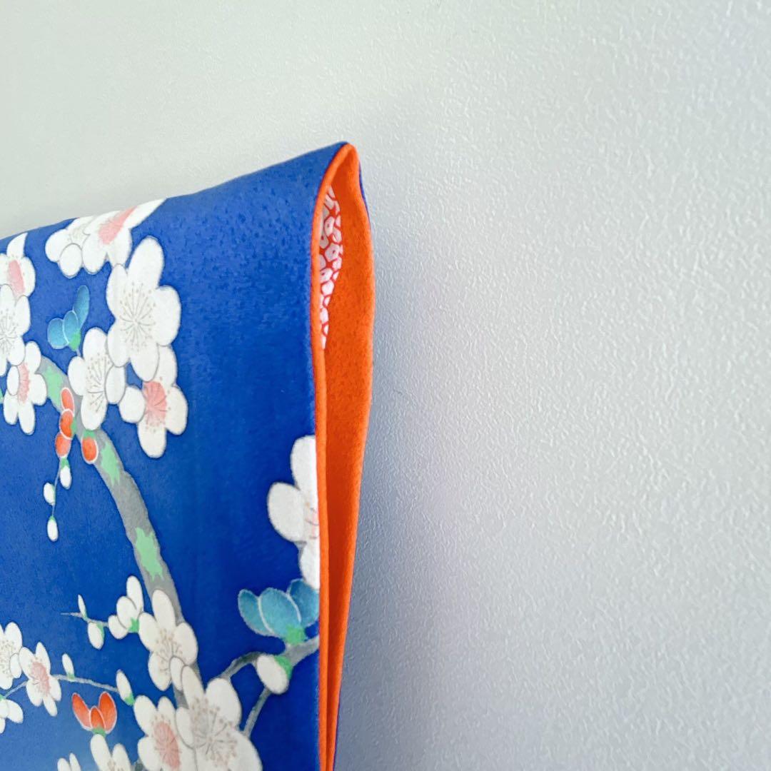 フルセット 七五三 7歳女の子 長着＆長襦袢＆帯＆小物　青地　金糸　地紋　梅