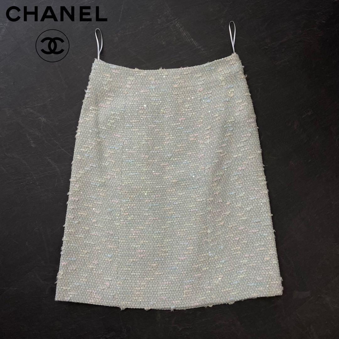 CHANEL 2007 クルーズコレクション ツイードスカート スパンコール