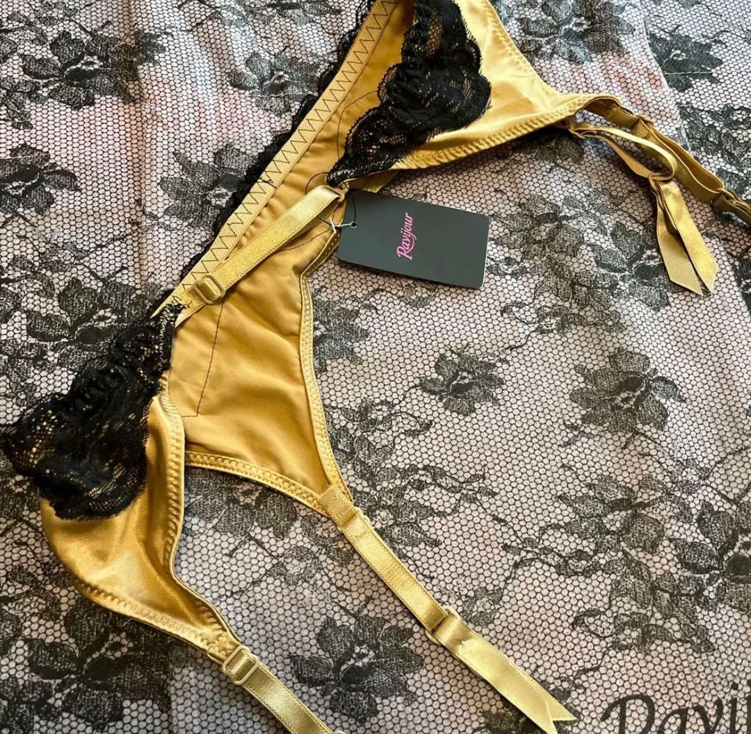 ☆Ravijour☆廃盤デザイン☆GOLDブラックレース☆ガーター☆フリーサイズ