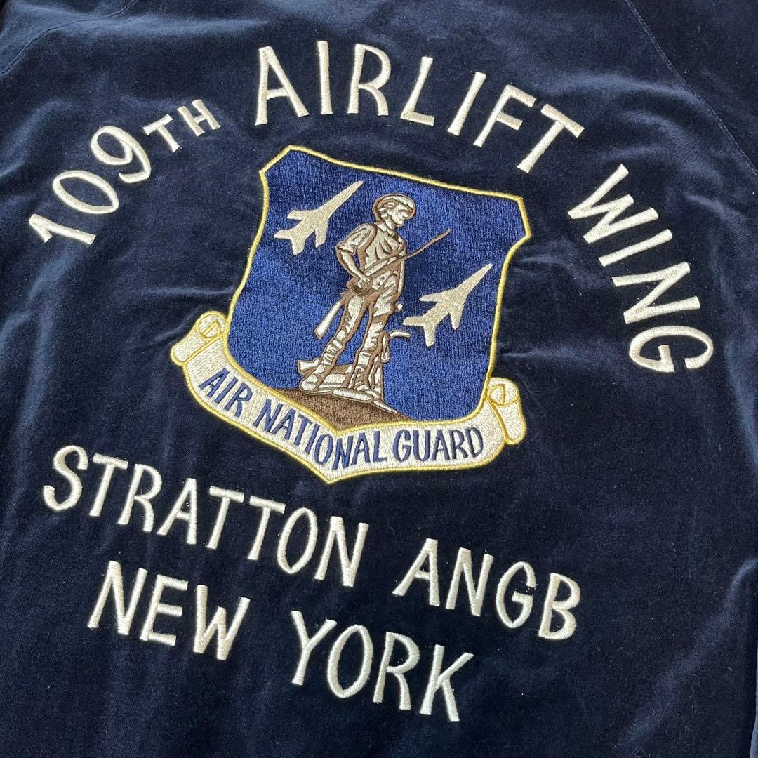 AVIREX 別珍 スカジャン 龍 鷹 リバーシブル ネイビー グリーン XL