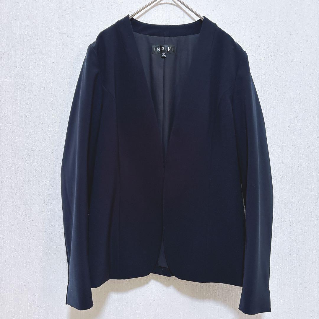 ゆに【インディヴィ】美品 ノーカラー パンツスーツ フォーマル