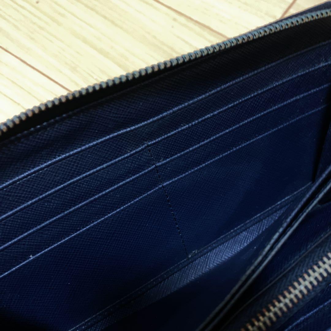 PRADA プラダ バイカラー サフィアーノレザー ラウンドファスナー 長財布